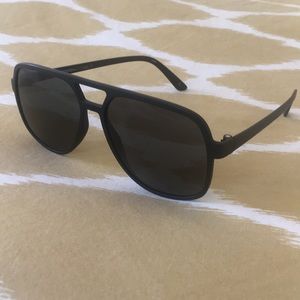 Le Specs Cousteau black square aviator sunglasses